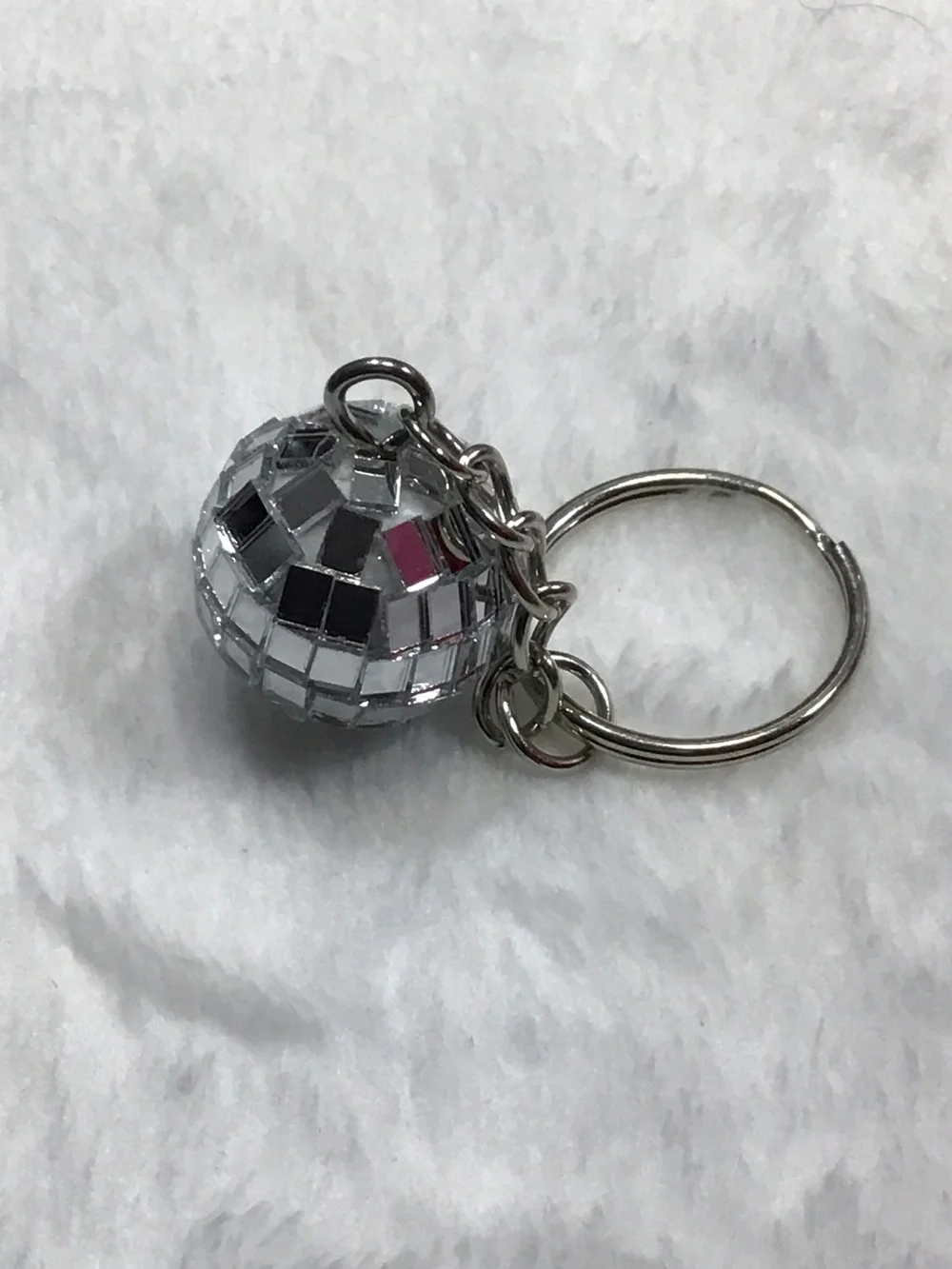 Silver Mosaic Disco Ball Keychain Charm - Women Jewelry